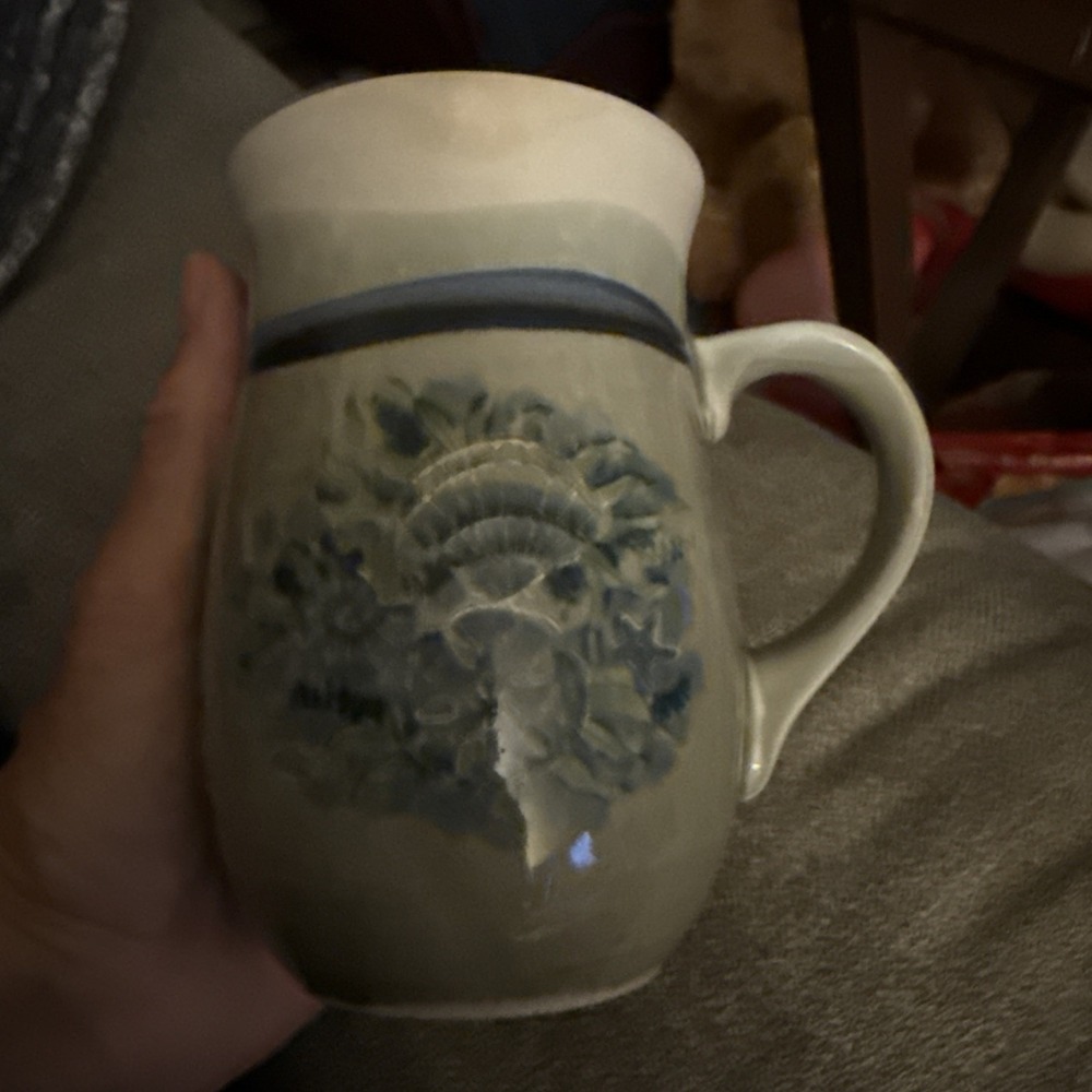 Otagiri Japan Sea Shell w/Sand Dollars Blue/Grey Coffee Mug/Cup Vintage